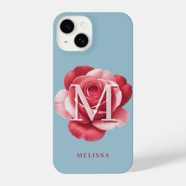 Custom Initial Rose iPhone Case | Modern Floral  (Verso)