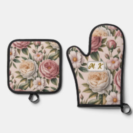 Custom initials chic vintage roses cottagecore 