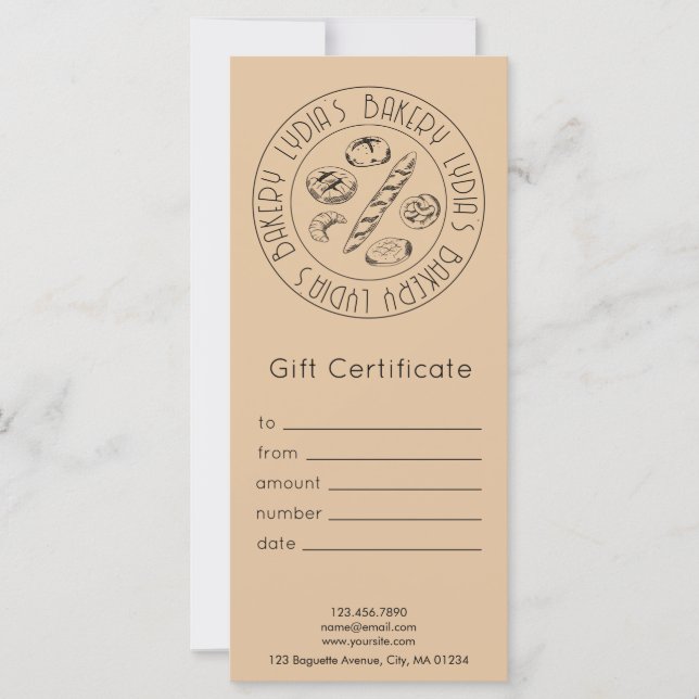 Custom Kraft Bakery Gift Certificate (Frente)