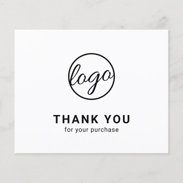 Custom Logo Black and White Budget Thank You Card (Frente)