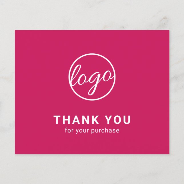 Custom Logo Dark Pink Budget Thank You Card (Frente)