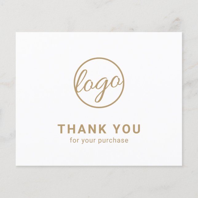 Custom Logo Gold Budget Thank You Card (Frente)