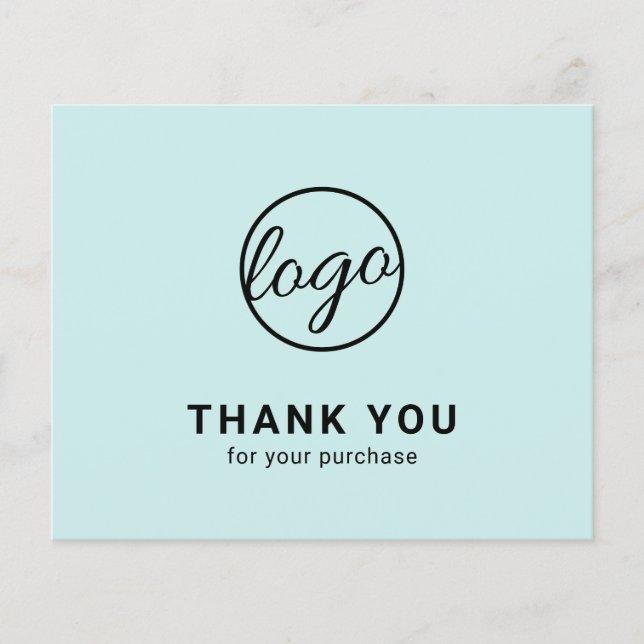 Custom Logo Turquoise Budget Thank You Card (Frente)
