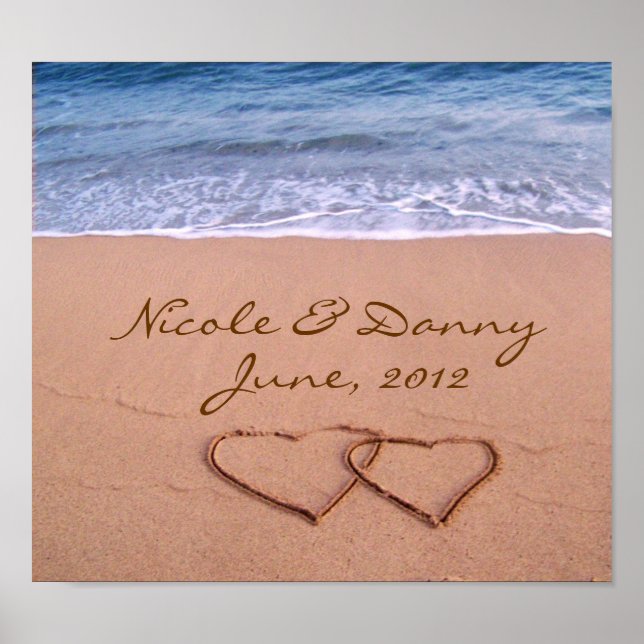 Custom Love on the Beach Poster with date (Frente)
