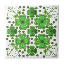 Custom Metallic Green Clover & Swirl Pattern 