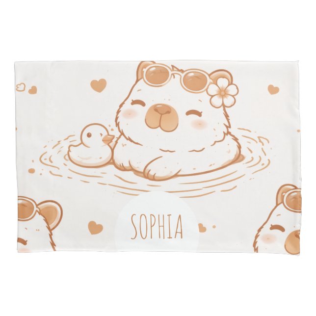 Custom Name Cute Capybara With Sunglasses Kids (Frente)