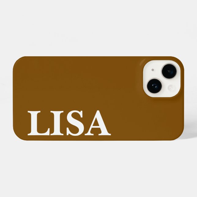 CUSTOM NAME STYLISH MODERN MINIMAL MONOGRAM BROWN (Verso Horizontal)