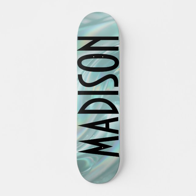 Custom Name Teal Opal Skateboard (Frente)