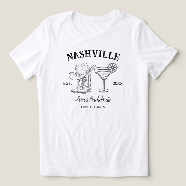 Custom Nashville Rodeo, Cowgirl, Funny Bachelorett (Design frontal)