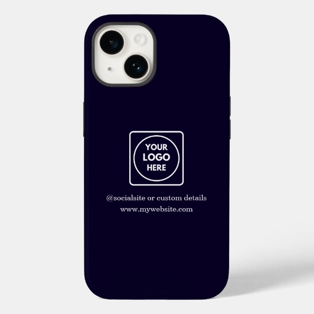 Custom Navy Blue Business Logo iphone case (Verso)