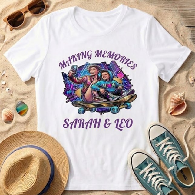 Custom Neon Mom & Son Art | Making Memories Tee (Criador carregado)