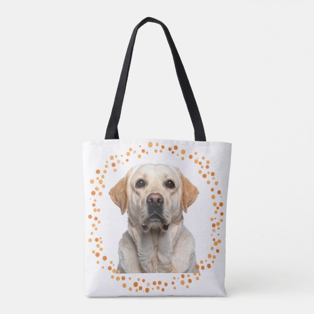 Custom pastel orange Labrador Retriever tote bag (Verso)