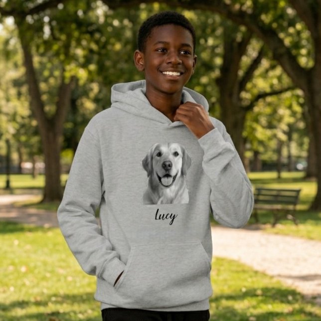 Custom Pet Face Hoodie for Boys, Personalized Dog  (Criador carregado)
