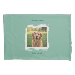 Custom Pet Photo & Name Brushstroke Bed Pillowcase