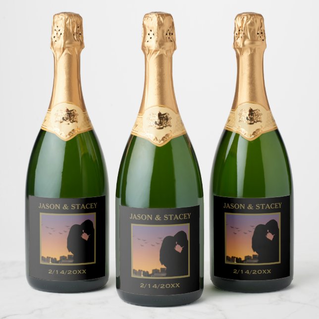 Custom Photo and Text Simple Elegant (Garrafas)