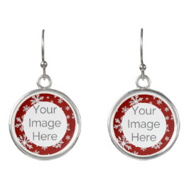 custom photo christmas snow silver plated earrings