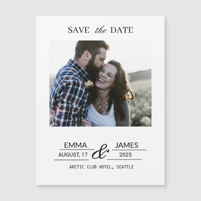 Custom Photo Engagement Save the Date magnet (Frente)