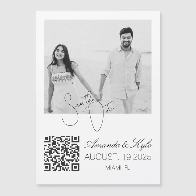 Custom Photo Fridge announcement Engagement magnet (Frente)