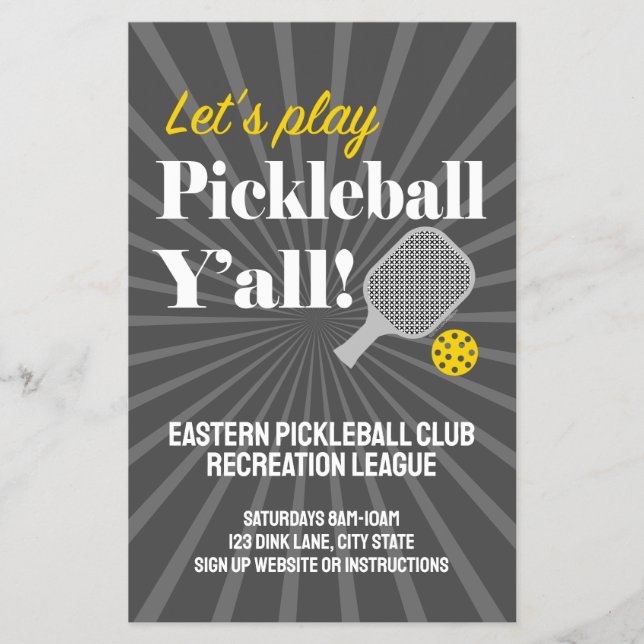Custom Pickleball Flyers Team Club Event Group (Frente)