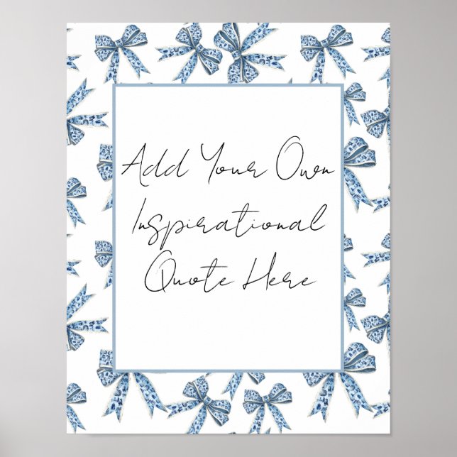 Custom Poster with Pretty Blue Bows Design (Frente)