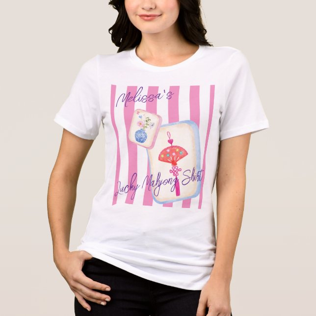 Custom Preppy Mahjong Pink Stripes Game Night (Frente)