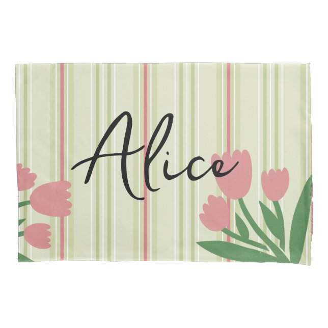 Custom retro stripes and floral green pink girly (Frente)