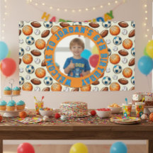 Custom Sports Theme Birthday Photo Banner