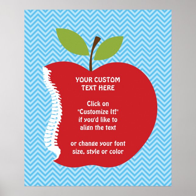Custom Text Apple Spine Chiropractic Poster 20x24 (Frente)