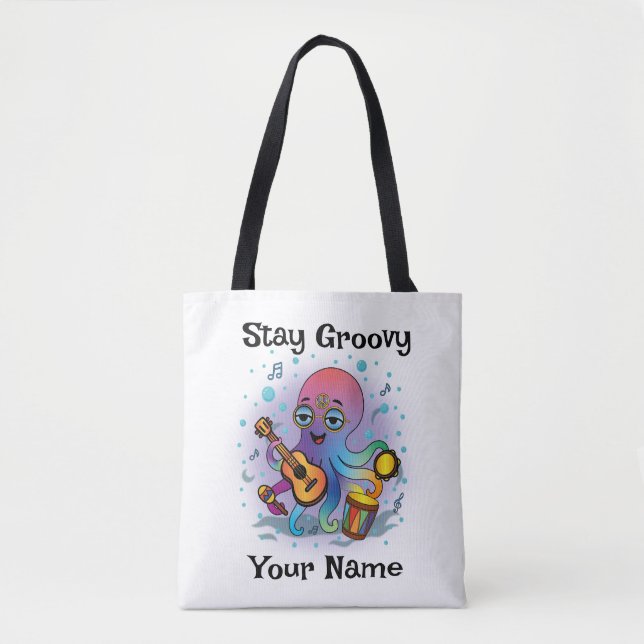 Custom Tote Bag | Retro Octopus | Name & Text (Frente)