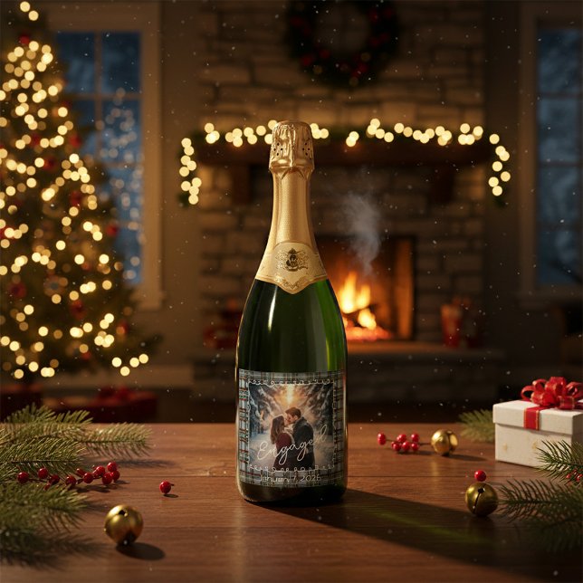Custom Winter Tartan Engagement Photo Champagne  (Criador carregado)