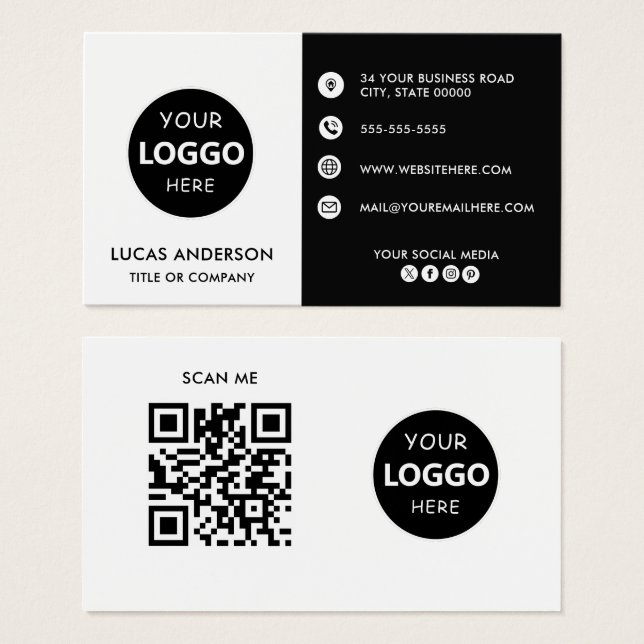 Customizable business logo website social media (Frente & Verso)