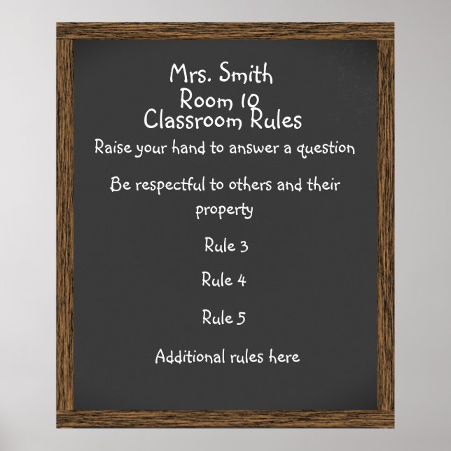 CUSTOMIZABLE Classroom Chalkboard Poster (Frente)