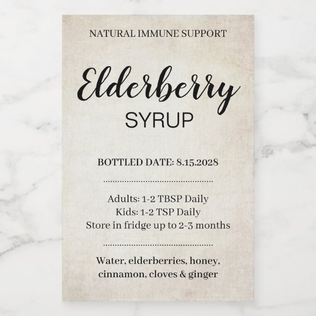Customizable Elderberry Syrup Label ZEB_03a (Rótulo Único)