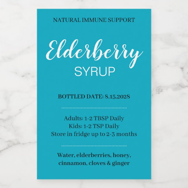 Customizable Elderberry Syrup Label ZEB_03c (Rótulo Único)