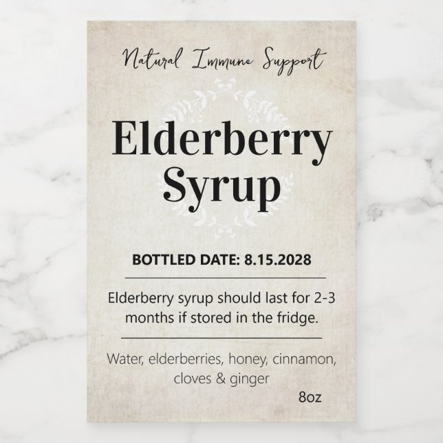 Customizable Elderberry Syrup Label ZEB_06b (Rótulo Único)