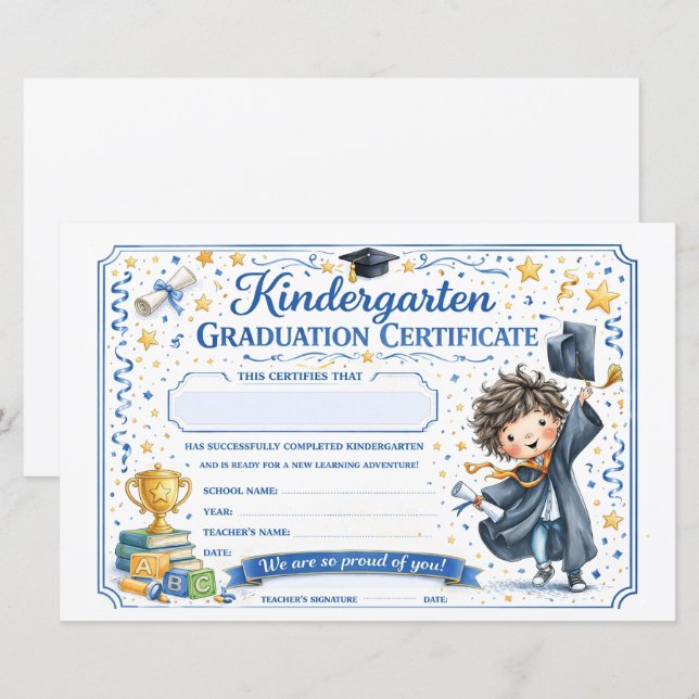 Customizable Kindergarten Graduate Certificate  (Frente/Verso)