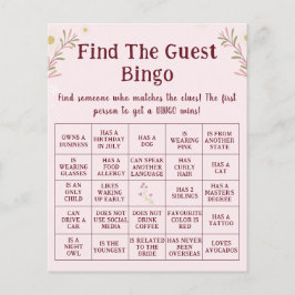Customized Boho Floral Find The Guest Bingo Game