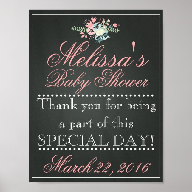 Customized Chalk Baby Shower Sign, Welcome Poster (Frente)