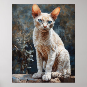 Cut Devon Rex Cat Art Poster Impressão