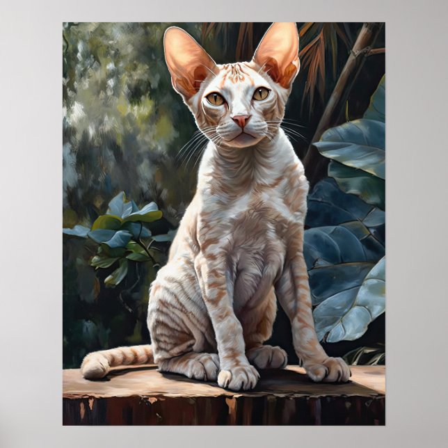 Cut Devon Rex Cat Art Poster Impressão (Frente)