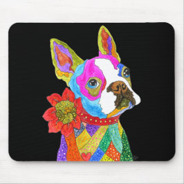 Cuta e colorida Boston Terrier Mousepad