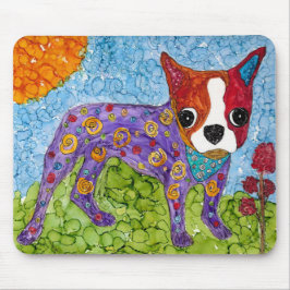 Cuta e colorida Boston Terrier Mousepad