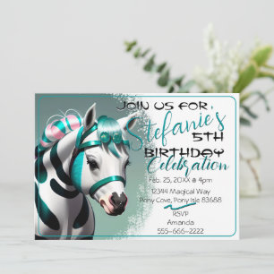 Cute 3D Spirit Pony 7 Aniversário Convite
