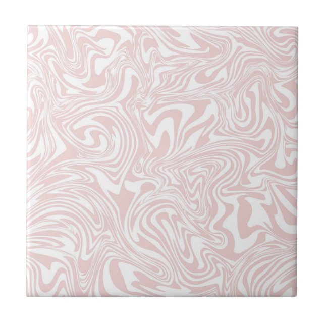 Cute Abstract Pink & White Ceramic Tile (Frente)