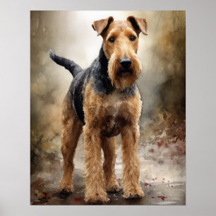 Cute Airedale Terrier Dog Art Impressão Poster