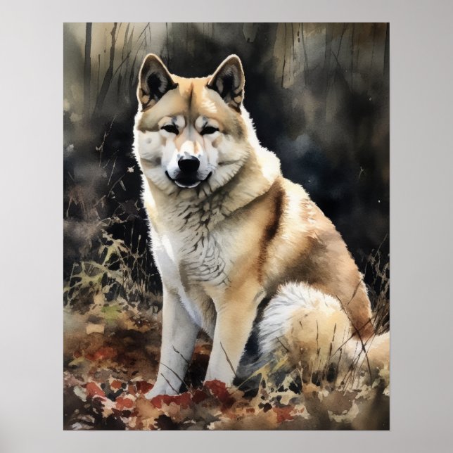 Cute Akita Dog Art Impressão (Frente)