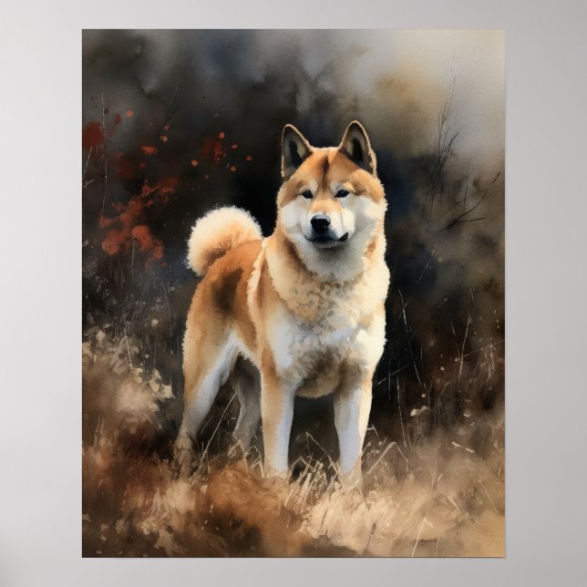 Cute Akita Dog Art Impressão (Frente)