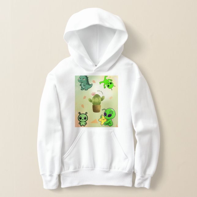 cute alien&cactus hoodie,Add a touch of cosmic cut (Postura )