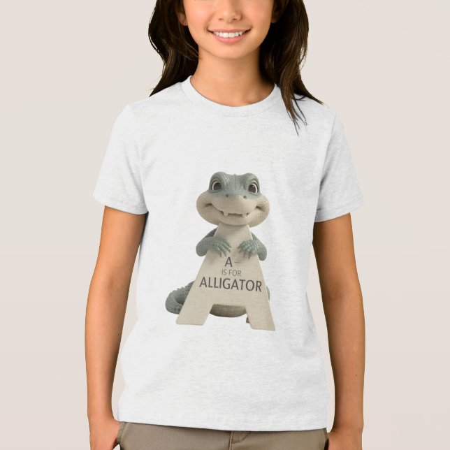 Cute Alligator Letter A Kids T-Shirt | Animal Alph (Frente)