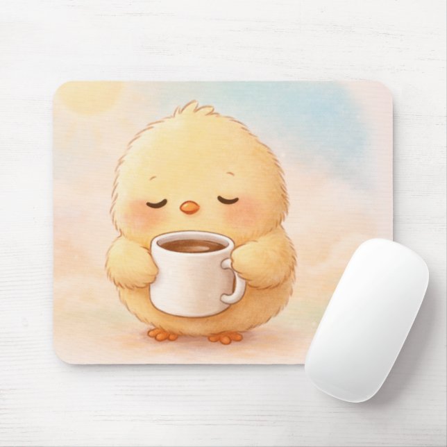 Cute Alma Chick Coffee Mouse Pad (Com mouse)